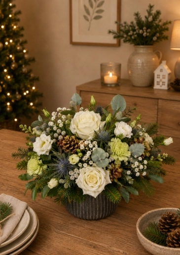 Gorgeous Christmas floral arrangement in Oasis